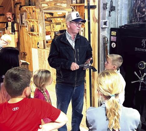 Dale Acker, owner of the Up in Arms Museum in Nazareth welcomed the Castro County 4-H group for their monthly meeting and offered a lot of history about the items in the museum. The museum is open to the public with an extensive collection of antique firearms.