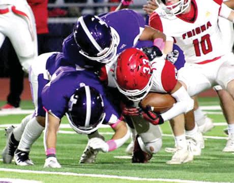 Bobcats defense takes down a Chieftain ball carrier.