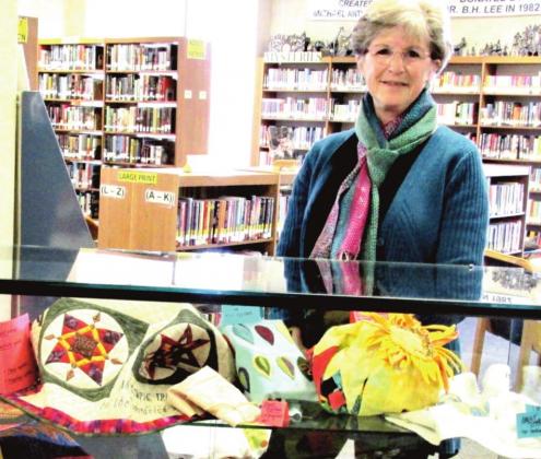 Dimmitt native Cinde (Sides) Ebeling, VP of the Ogallala Quilters Society, will have a display at Rhoads Memorial Library through April 30.