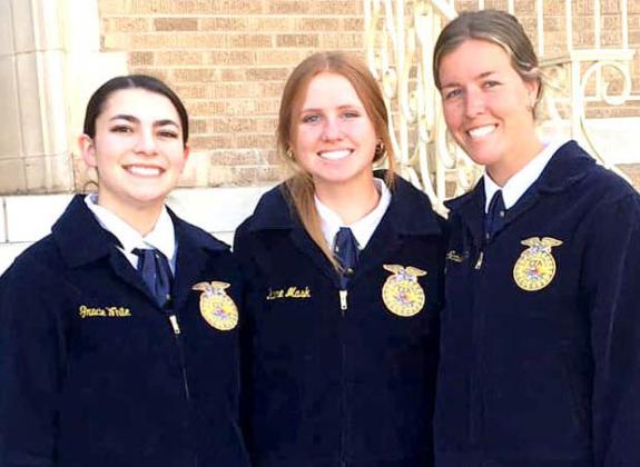 Farm Business Management team competed at TTU – Grace White, Kamre Mask and Iris Schilderink.