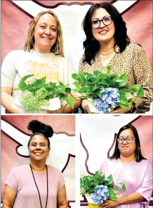 Hart ISD recognized four staff members for their years of service to the school and students: Kristen Fagan and Daisy Hernandez, 5 years; Lupe Lujan, 10 years; and Norma Reyna, 35 years.
