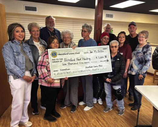 Hereford Lions Club recently donated $500 to the Hereford Food Pantry to help provide food and assistance to families in need.