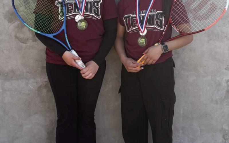 Brynndall Bell and Bella Leal won the B Girls Doubles Draw at the Wolfpack Junior High Tournament last week.