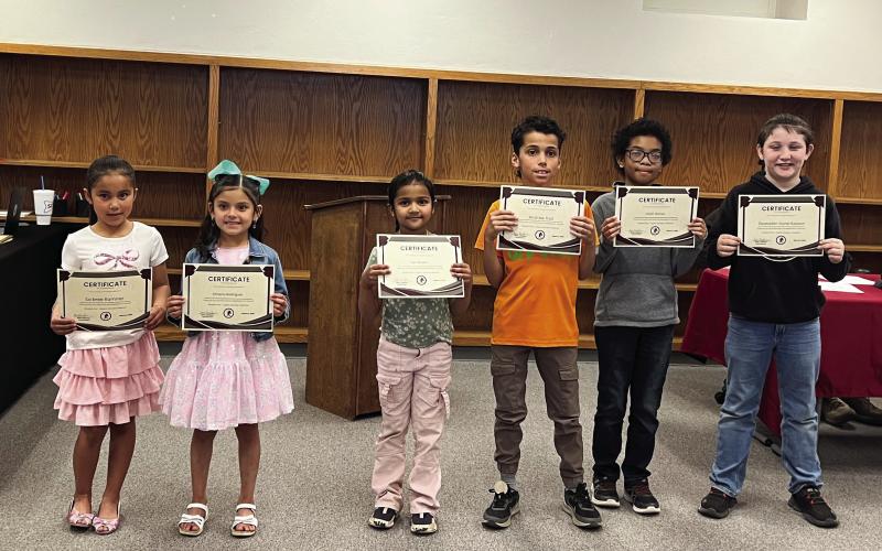 Tulia Elementary School Recognitions 1st Grade-Sa’bree Ramirez, Kindergarten-Ximena Rodriguez, 2nd Grade-Tani Bhakta, 3rd Grade-Andrew Holt, 4th Grade-Urijah Wonzo, and 5th Grade-Dezevellen Stone-Rawson