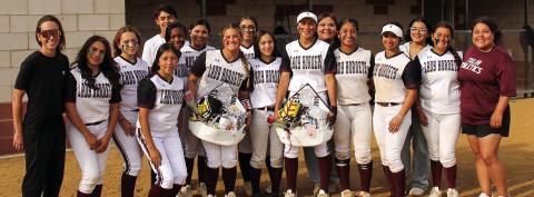 Lady Hornet Softball team celebrates with seniors Kyla Rodriguez and Dulce Abeja