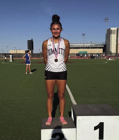 Dimmitt High School’s Lily Rodriguez competed in the WT regional qualifier practice meet Friday. She placed 3rd in the 100-meter dash and second in the 200-meter dash. She will be running at the regional meet Friday and Saturday in Abilene.