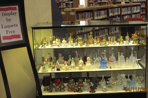 Bells of all shapes and sizes can be seen at Rhoads Memorial Library as the Display of the Month for April. Made of material ranging from ceramics to glass to metal, the bells are being exhibited by Laqueta Free, who was unavailable for photo.