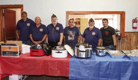 Veterans serving at the Patriot Breakfast on Saturday: Tyson Willis, Darrell Scott, John LaVrar III, Mario Esquivel, Billy Ray Garcia, and Zachary Esquivel