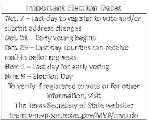 Important election dates approaching