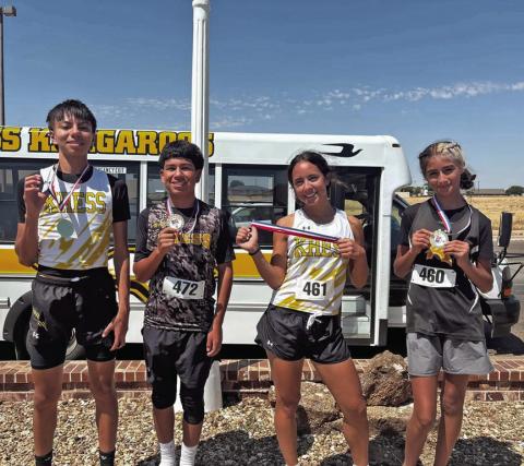 Kress Cross Country medal winners William Kress Junior High Boys Cross Country Abarca, Jayce Noriega, Hope McLain, and Bri Garza