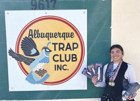 Hereford High School’s Kaylee Ritter recently participated in a skeet and trap competition in Albuquerque, N.M., delivering an exceptional performance that earned her top honors. Ritter took 1st place gold medal in skeet (Ladies Varsity), 1st place gold medal in double skeet (Ladies Varsity), 1st place gold medal in trap singles (Ladies Varsity), 3rd place bronze medal in ATA trap handicap (Ladies Varsity), 3rd place bronze medal in sporting clays (Ladies Varsity) and HOA (High Over All) Ladies Award.