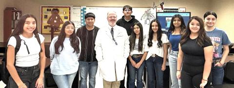 Dimmitt High School health science students attended a Health Science Career Day with Dr. Fulkerson from Tulia Family Chiropractic. Students learned about the pathway of a chiropractic doctor, how to do a quick posture assessment, and how to prevent posture issues related to carrying backpacks and watching phones.