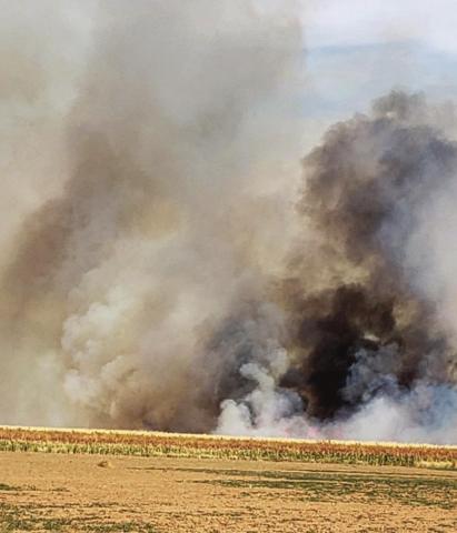 Local fire departments battled a fire in a corn field on CR 516 last Friday. Residents are urged to use caution even though there currently is no fire ban given the dry, windy conditions in the county.