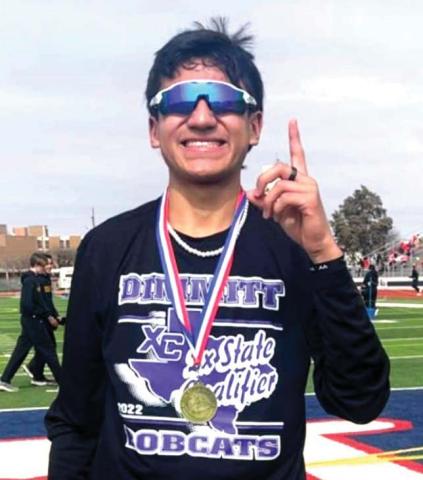 DHS Azariah Gonzales , senior, placed fi rst in the 3200 meter run with a time of 10:24.41 at the Plainview Bulldog Relays on Feb. 24. His time was a personal record.