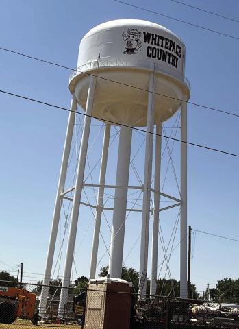 REPAIRS A PRIORITY--The newly-repaired 'HERD' water tower between Northwest and Aspen symbolizes the high priority that repair and refurbishing of city water storage facilities has been given under the leadership of City Manager Ryan Polster. City commissioners approved and adopted a long-range water supply plan at a Special Meeting August 27 at City Hall, marking a new chapter in Hereford's water situation. Hereford is credited for being proactive on water.