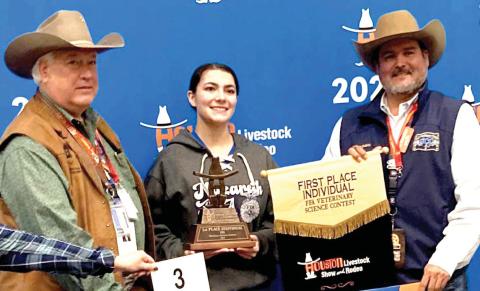 Naz FFA Gracie White won the individual Veterinary Science contest at the Houston Livestock Show.