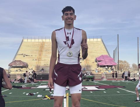 Izak Dominguez took first place in the 110-meter Hurdles.