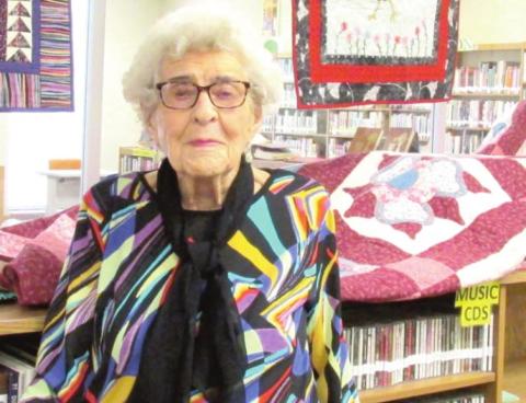 Local quilter Doris Lust is displaying some of her creations at Rhoads Memorial Library in anticipation of the upcoming Ogallala Quilt Festival.