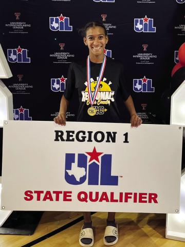 Kyla Slaghter is the 2025 Region 1 Champion and advances to the State Cross Country Meet in Round Rock October 31-November 1