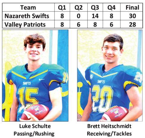 Swifts edge out Patriots, 30-28