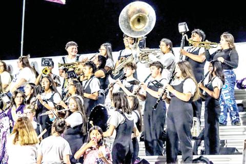 The Dimmitt Marching Band was in full swing at the Homecoming game on Saturday. (photo courtesy of Dimmitt Sports Media/DISD)