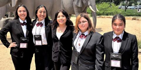 Dimmitt HOSA competed at the Kalahari in Round Rock this past week. Tania Hernandez (Courtesy Corp); Kheyla Casteneda (Health Education); Celeste Moya (Courtesy Corp); Awbrei Martinez (Medical Art Poster, Voting Delegate); and Kenzie Phan (Health Education)
