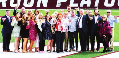 The Bain and Schaeffer families joined WT AMU administration and coaching staff for the announcement of the WT AMU Bain Schaeffer Buffalo Stadium name change. Mike Bain and David Schaeffer spoke at the event The families recently donated $5M to WTAMU and are longtime supporters of the university.