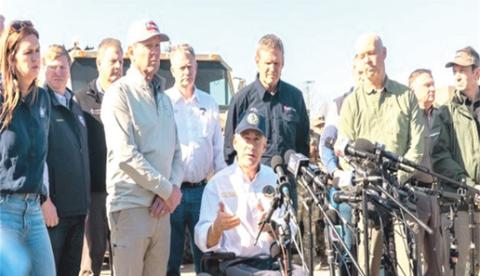 Governor Greg Abbott was joined by 13 governors in Eagle Pass who support Texas’ right to defend itself on the border. (Photo courtesy of Office of the Governor)