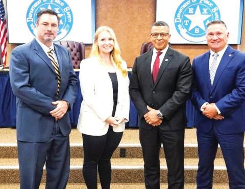 The Texas DPS announce the creation of the new Homeland Security Division. Leading the divisions are (left to right) assistant chief Mike George, Homeland Security Operations; assistant chief Amy Hauc, Intelligence and Counterterrorism; chief of operations Gerald Brown; and DPS Col. Freeman F. Martin. (photo courtesy of Texas DPS)