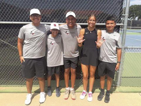 Alt Text for ImageHereford’s Tennis Team traveled to Lubbock Friday and started the day off with a 11-8 win against Lubbock High. It was a true team win, with key victories from both the boys and girls in doubles and singles. Macy Betzen clinched the 10th win of the dual with a dominant performance in singles and doubles. In the afternoon, The Herd battled hard but came up short against Lubbock Cooper, falling 7-12.