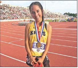Hope McLain ran a 1:00.61 in the 400m at the State Track Meet. She finished third earning a Bronze Medal.