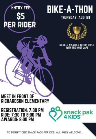 Snack Pack 4 Kids hosting Bike-A-Thon
