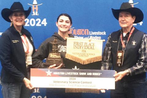 Nazareth FFA Gracie White was named Vet Science Champion – Individual - at the Houston Livestock Show.