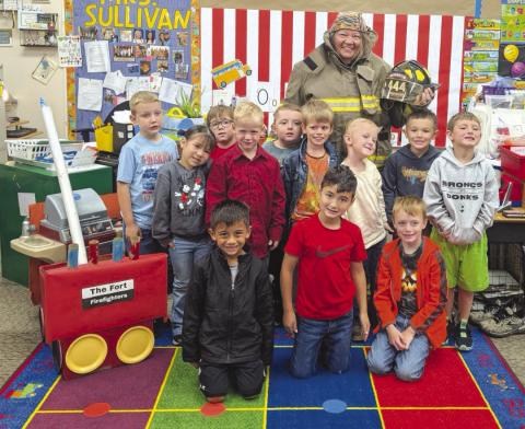Ms. Sallie was the guest reader for Pre-K, K, and 1st for fire safety week! The kids were very excited to see her! (Courtesy Photo)
