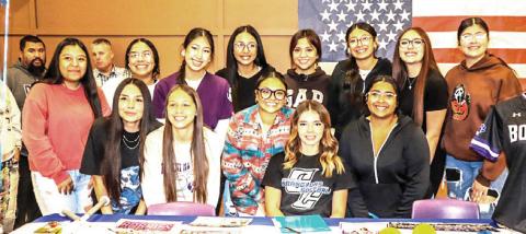 The DHS Bobbies softball team and head coach Isaac Martinez joinedJulia LaRue as she signed with Cisco College to play Wranglers softball. LaRue had a solid high school career at Dimmitt playing Region 1 District 2-3A softball. Cisco College is a part of the NJCAA Region 5. The head coach for the Wranglers is Cody Lecroy. (photos contributed by Dimmitt Sports Media/DISD)