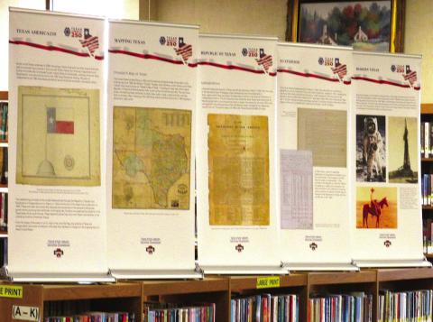 Rhoads Memorial Library is the site of five pop-up banners recalling historic moments in Texas history. The display is provided by the Texas State Library and Archives Commission in time for the 250th anniversary of the United States.