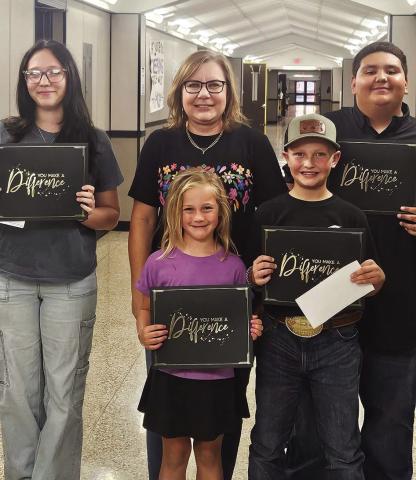 Kress Students of the Month for October - Dixie Wilson, Junior Galvan, Holden Dunn, and Kenadi Finck