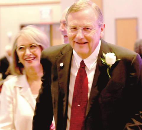 David Schaeffer and wife Sherry enter The Phoenix during the WTAMU homecoming celebration where WTAMU Distinguished Alumni classes for the 2020 and were honored.(Photo courtesy of Chip Chandler, WTAMU)