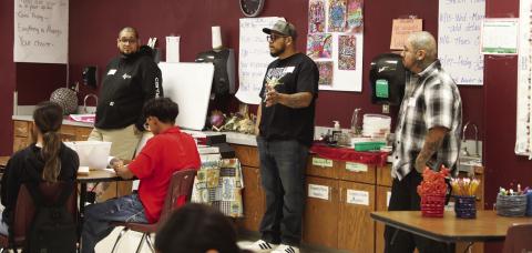 Mister Placasos Tattoo artists were the most recent guest speakers in the Tulia Junior High Art Class. They talked about their art, their training and their experiences in getting