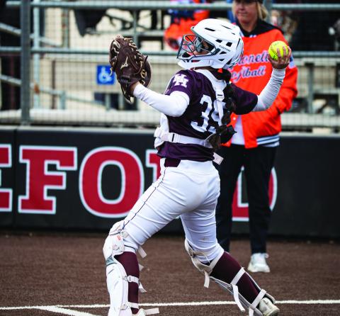 Bella Gaytan plays for the Lady Whitefaces against Dumas (above). The Lady Whitefaces took on West Plains and Canyon last week. The team plays at Pampa Tuesday and hosts Borger Friday, April 10.