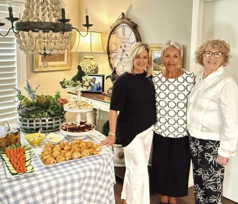 La Madre Mia held their March 26 meeting at Sandy Josserand’s home. Pictured (left to right) are Sandy Josserand and co-hostesses Judy Williams and Carolyn Baxter. (Photo By Angela Blackmon)