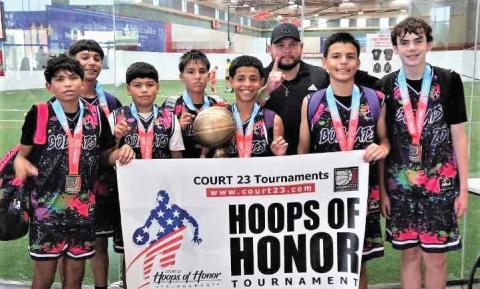 The 6th Grade Bobcats traveled to Plano and competed in the Court of 23 Hoops of Honor on July 12-13. The team won the championship title for the division. (Dimmitt Sports Media)