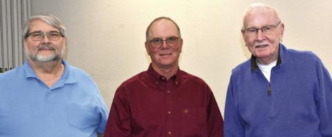ELECTED TO NEW TERMS—Board members of the Hereford Texas Federal Credit Union elected to new terms at the 89th annual meeting include David Collins, chairman, Walter Paetzold, and Joe Kerr. (Photo by Jim Steiert)