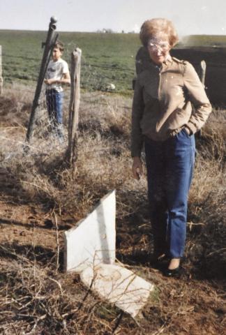 HISTORY IN PIECES--Tombstones at the old La Plata Cemetery dating to the 1890s have borne the ravages of time and neglect and broken apart in the mostly-neglected landmark of the one-time county seat. (Photo Courtesy of Deaf Smith County Museum.