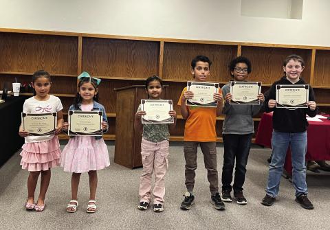 Tulia Elementary School Recognitions 1st Grade-Sa’bree Ramirez, Kindergarten-Ximena Rodriguez, 2nd Grade-Tani Bhakta, 3rd Grade-Andrew Holt, 4th Grade-Urijah Wonzo, and 5th Grade-Dezevellen Stone-Rawson