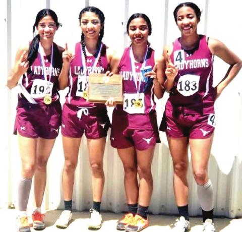 The Hart Ladyhorns relay team of Paizlie Reyna-Mata, Mia Minjarez, Elycia Gonzales and Toree Jo Evans are headed to the state track meet in the 4x100 and 4x200 meter relays in Austin. In addition to their wins, they also broke school records in both relays.