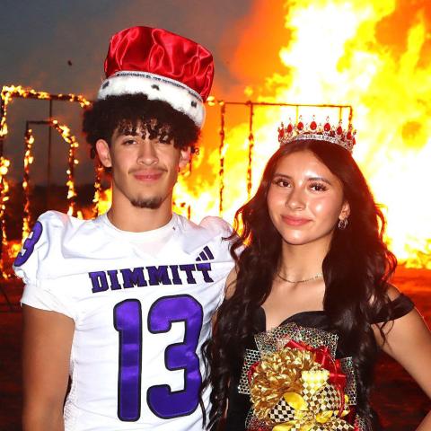 DHS Flame King Kaden Carpio and Queen Idalis Ortega, both juniors, pushed the Bobcats spirit at the Homecoming bonfire.