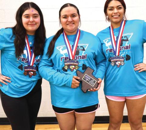 DHS Women’s Powerlifting Team (THSWPA Regionals - Equipped) - Regional Qualifiers competed at Eldorado this past weekend with three lifters earning medals. Yadira Esqueda placed 1st in weight class 242 (State Qualifier); Estreya Rubio, 2nd in weight class 165 (State Qualifier); and Maria Lopez, 3rd in weight class 181. (DISD photo)