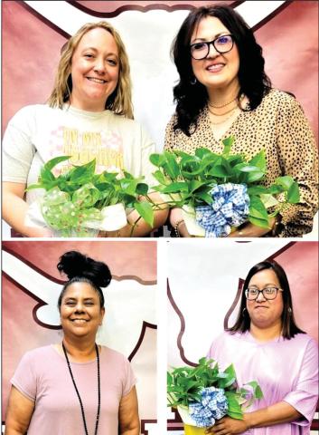 Hart ISD recognized four staff members for their years of service to the school and students: Kristen Fagan and Daisy Hernandez, 5 years; Lupe Lujan, 10 years; and Norma Reyna, 35 years.