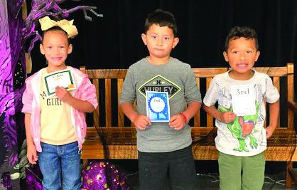Kindergarten: 1st-Layla Rivas, 2nd-Orlando Ontiveros, 3rd-Aziah Sandoval